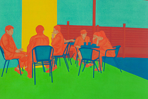 조은주, Two Space, 2014, 장지에 채색, 130x162cm