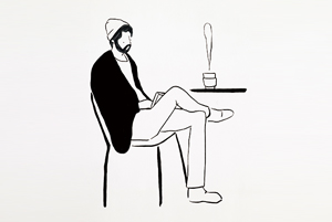 문제이, Book and Coffee, 2017, 캔버스에 아크릴릭, 162.2x130.3cm