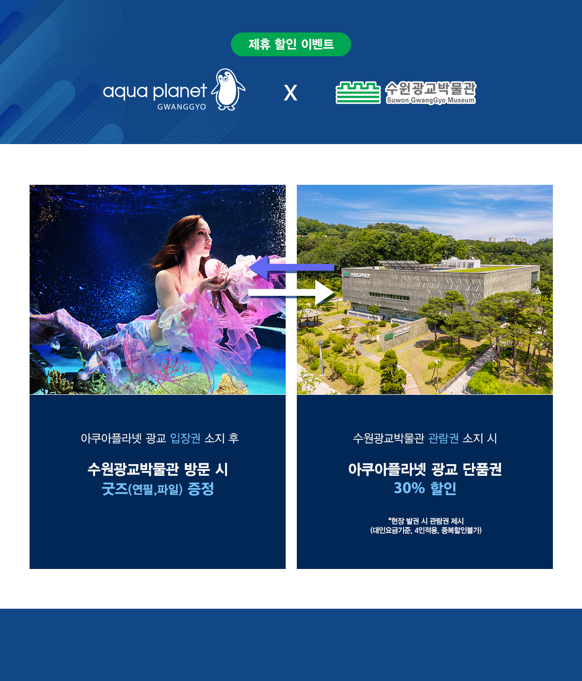 아쿠아플라넷 광교 수원광교박물관 제휴 할인 이벤트